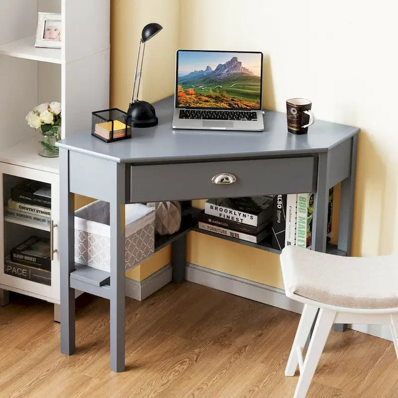 Gymax Bureau d'angle pour ordinateur portable avec tiroir