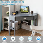 Gymax Bureau d'angle pour ordinateur portable avec tiroir