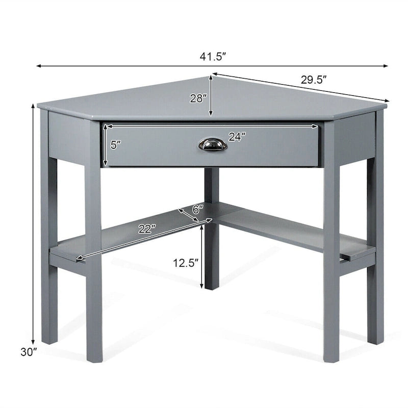 Gymax Bureau d'angle pour ordinateur portable avec tiroir