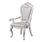 Ensemble de 2 chaises de salle à manger Zenie, piètement cabriole sculpté, similicuir, bois blanc