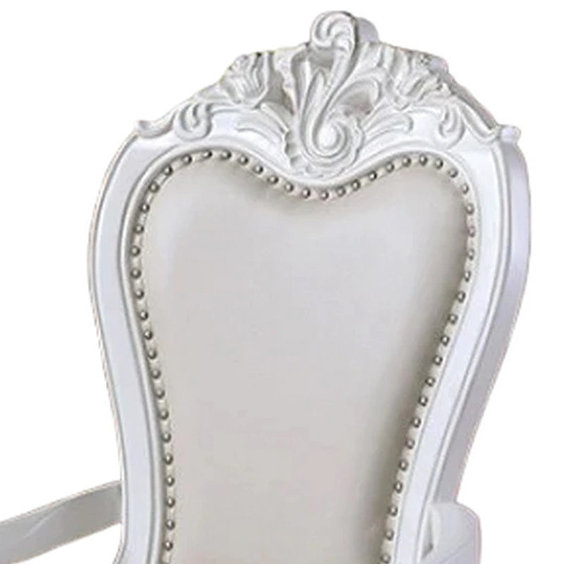 Ensemble de 2 chaises de salle à manger Zenie, piètement cabriole sculpté, similicuir, bois blanc