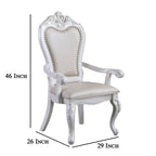 Ensemble de 2 chaises de salle à manger Zenie, piètement cabriole sculpté, similicuir, bois blanc