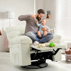Fauteuil inclinable à bascule, fauteuil à bascule pivotant à 360° pour salon, fauteuil de nurserie rembourré en tissu avec poche latérale