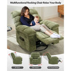 Fauteuil inclinable à bascule, fauteuil à bascule pivotant à 360° pour salon, fauteuil de nurserie rembourré en tissu avec poche latérale