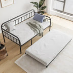 Cadre de lit de repos en métal avec lit gigogne - Taille simple