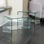 Table d'appoint en verre transparent, lot de 2
