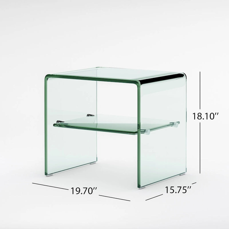 Table d'appoint en verre transparent, lot de 2