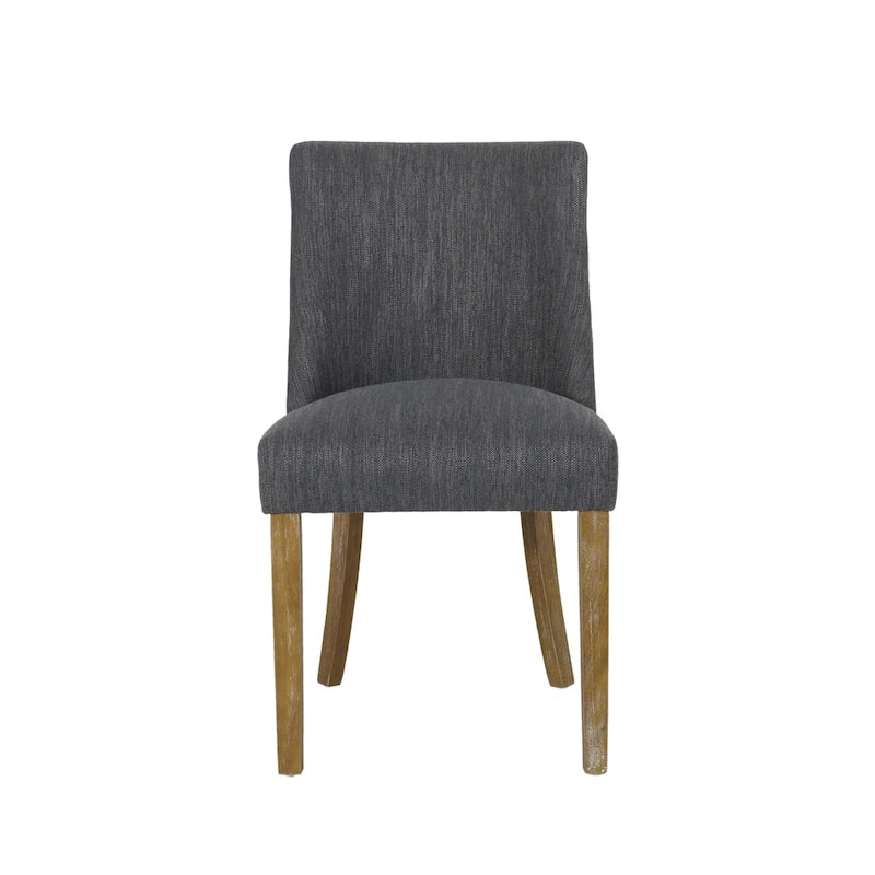 Chaise de salle à manger rembourrée, garniture cloutée, pieds en bois fuselés, lot de 4 – Naturel + Anthracite/Beige/Blanc+Bleu