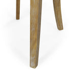Chaise de salle à manger rembourrée, garniture cloutée, pieds en bois fuselés, lot de 4 – Naturel + Anthracite/Beige/Blanc+Bleu