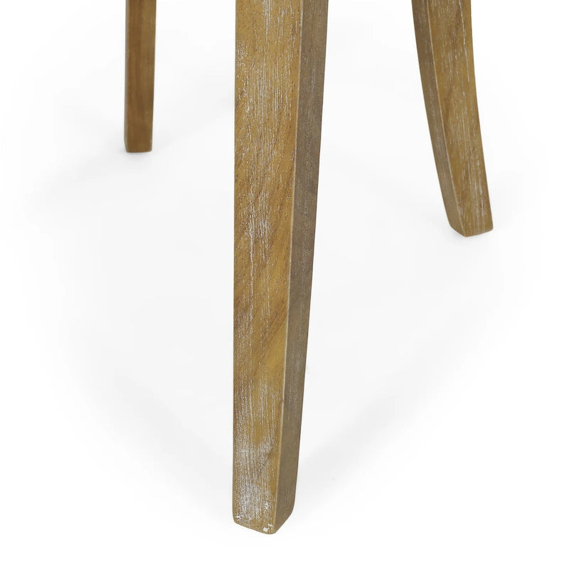 Chaise de salle à manger rembourrée, garniture cloutée, pieds en bois fuselés, lot de 4 – Naturel + Anthracite/Beige/Blanc+Bleu