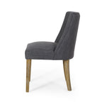 Chaise de salle à manger rembourrée, garniture cloutée, pieds en bois fuselés, lot de 4 – Naturel + Anthracite/Beige/Blanc+Bleu