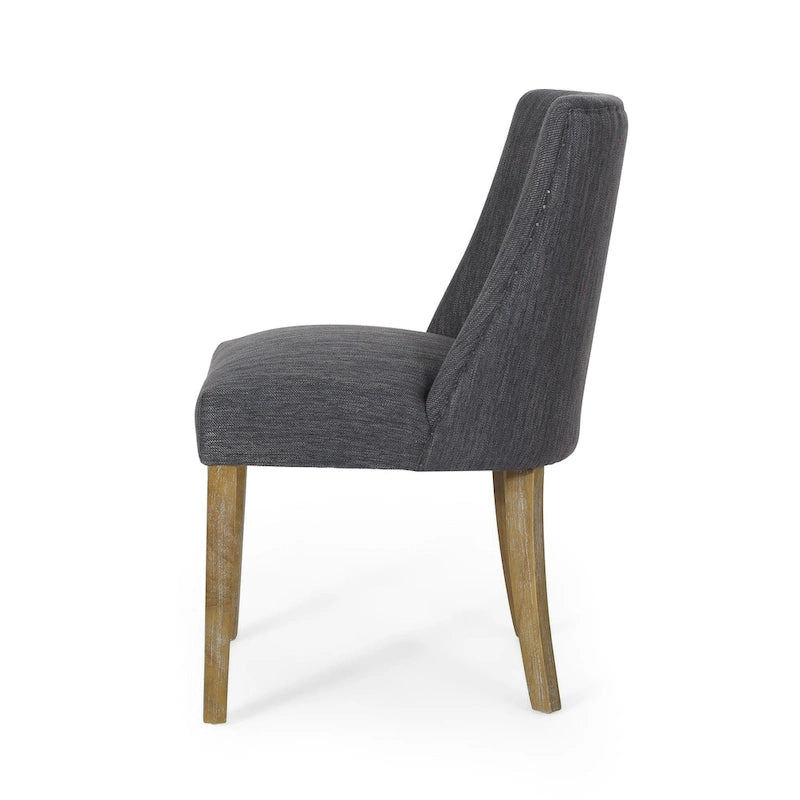 Chaise de salle à manger rembourrée, garniture cloutée, pieds en bois fuselés, lot de 4 – Naturel + Anthracite/Beige/Blanc+Bleu