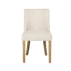 Chaise de salle à manger rembourrée, garniture cloutée, pieds en bois fuselés, lot de 4 – Naturel + Anthracite/Beige/Blanc+Bleu
