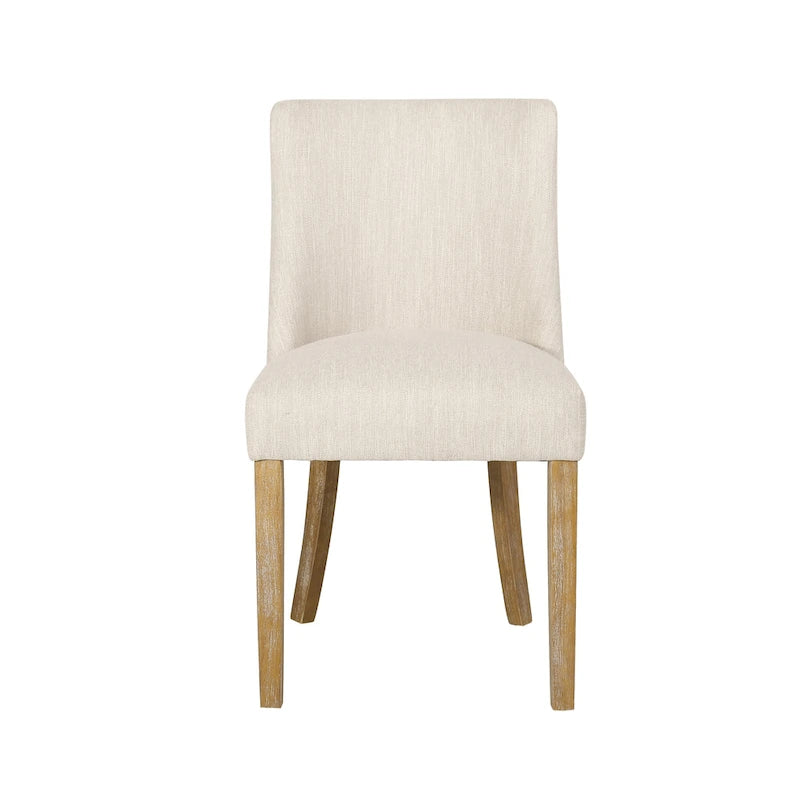 Chaise de salle à manger rembourrée, garniture cloutée, pieds en bois fuselés, lot de 4 – Naturel + Anthracite/Beige/Blanc+Bleu