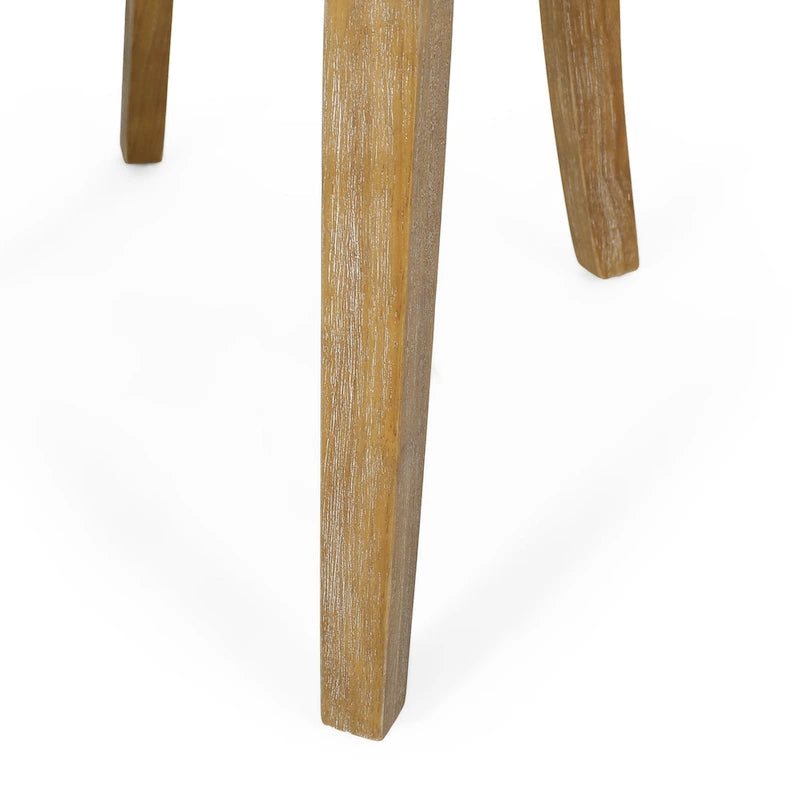 Chaise de salle à manger rembourrée, garniture cloutée, pieds en bois fuselés, lot de 4 – Naturel + Anthracite/Beige/Blanc+Bleu