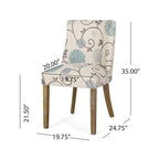 Chaise de salle à manger rembourrée, garniture cloutée, pieds en bois fuselés, lot de 4 – Naturel + Anthracite/Beige/Blanc+Bleu