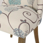 Chaise de salle à manger rembourrée, garniture cloutée, pieds en bois fuselés, lot de 4 – Naturel + Anthracite/Beige/Blanc+Bleu