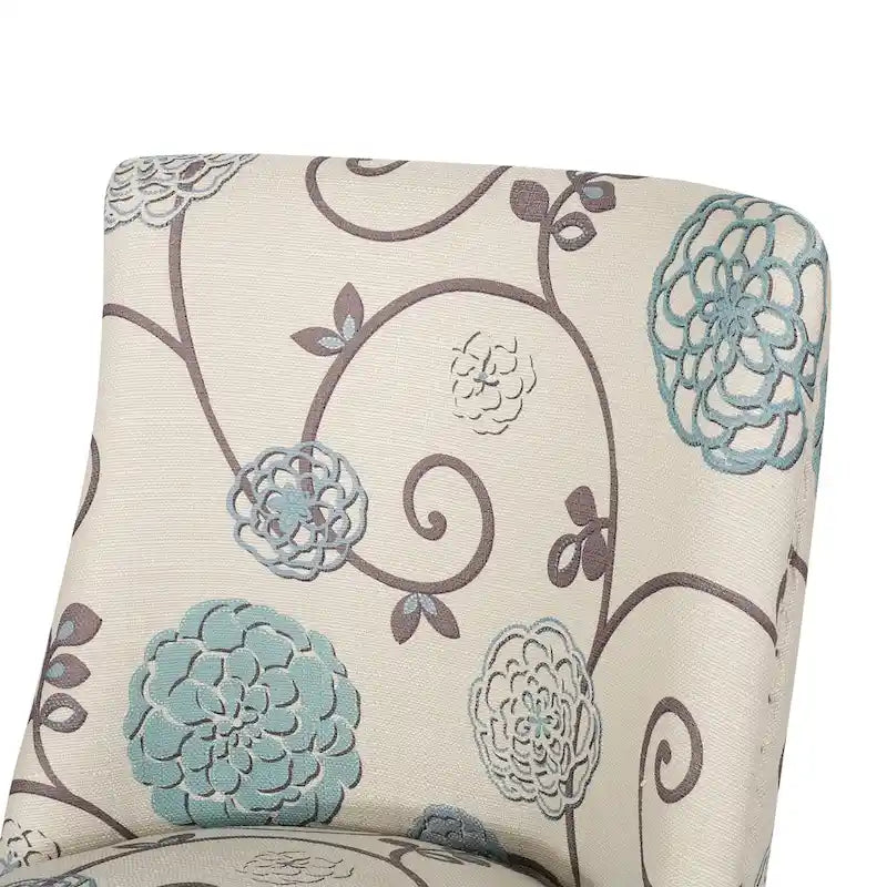 Chaise de salle à manger rembourrée, garniture cloutée, pieds en bois fuselés, lot de 4 – Naturel + Anthracite/Beige/Blanc+Bleu