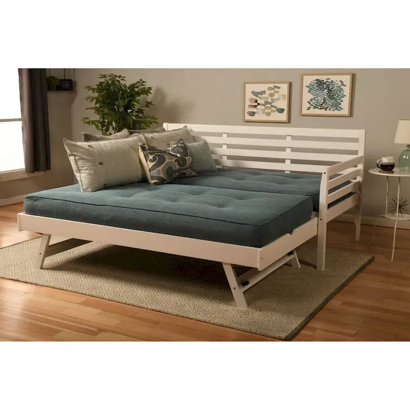 Lit de repos Somette Boho et lit gigogne avec matelas en lin Aqua