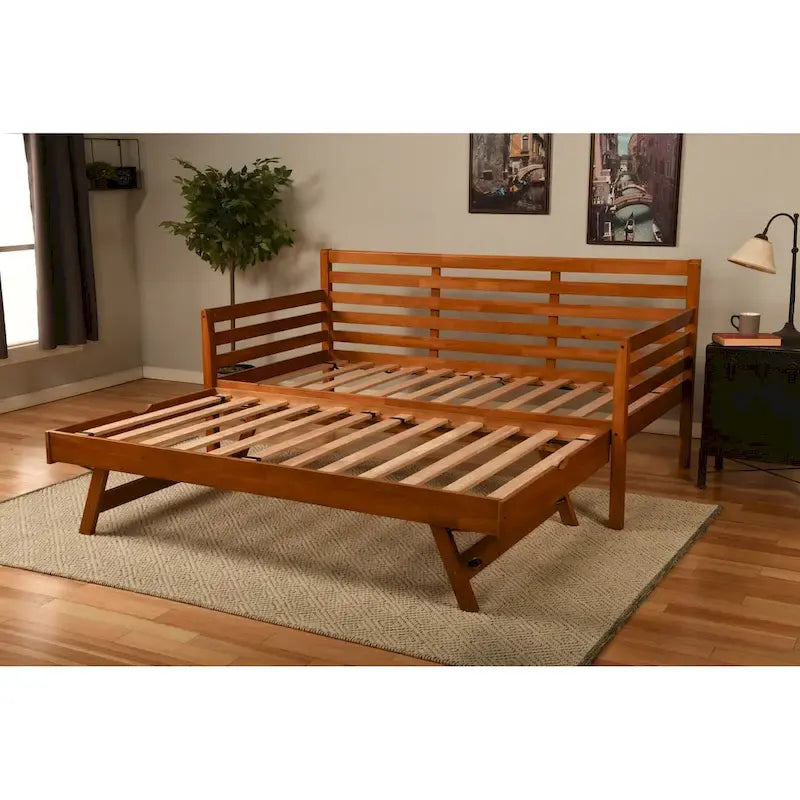 Lit de repos Somette Boho et lit gigogne avec matelas en lin Aqua