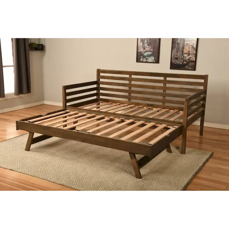Lit de repos Somette Boho et lit gigogne avec matelas en lin Aqua