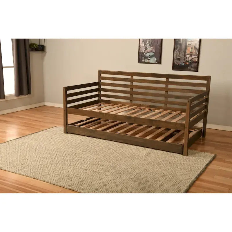 Lit de repos Somette Boho et lit gigogne avec matelas en lin Aqua