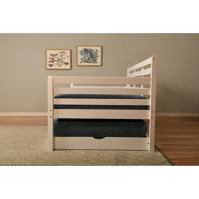Lit de repos Somette Boho et lit gigogne avec matelas en lin Aqua