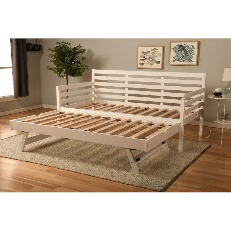 Lit de repos Somette Boho et lit gigogne avec matelas en lin Aqua