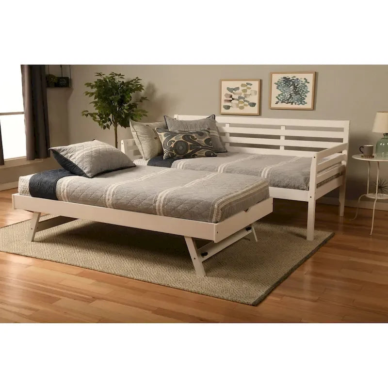 Lit de repos Somette Boho et lit gigogne avec matelas en lin Aqua