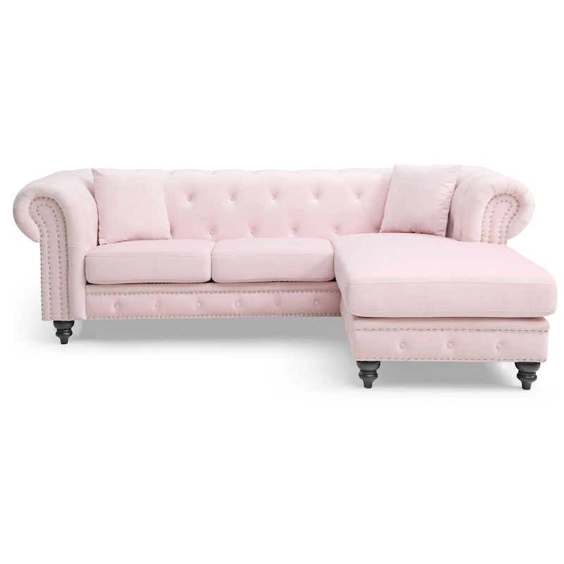 Canapé 3 places Nola 98 po en velours avec 2 coussins décoratifs – 98 L x 37 l x 31 H po
