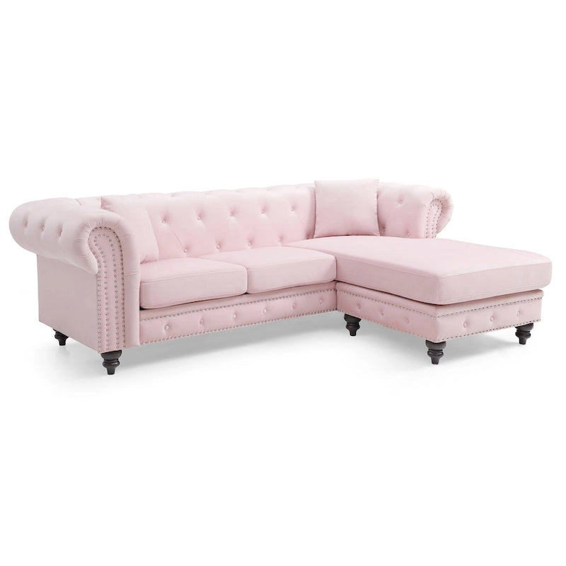 Canapé 3 places Nola 98 po en velours avec 2 coussins décoratifs – 98 L x 37 l x 31 H po