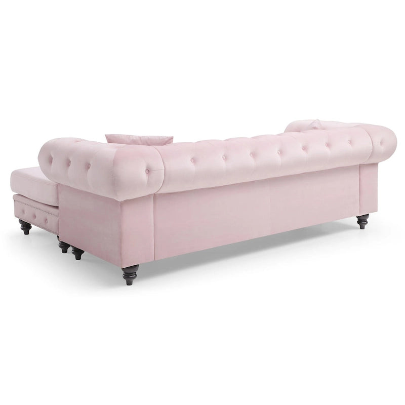 Canapé 3 places Nola 98 po en velours avec 2 coussins décoratifs – 98 L x 37 l x 31 H po