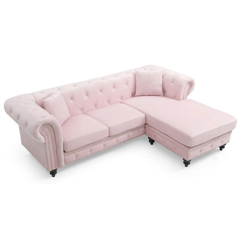 Canapé 3 places Nola 98 po en velours avec 2 coussins décoratifs – 98 L x 37 l x 31 H po