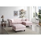 Canapé 3 places Nola 98 po en velours avec 2 coussins décoratifs – 98 L x 37 l x 31 H po