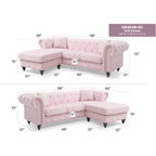 Canapé 3 places Nola 98 po en velours avec 2 coussins décoratifs – 98 L x 37 l x 31 H po