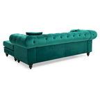 Canapé 3 places Nola 98 po en velours avec 2 coussins décoratifs – 98 L x 37 l x 31 H po