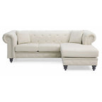 Canapé 3 places Nola 98 po en velours avec 2 coussins décoratifs – 98 L x 37 l x 31 H po