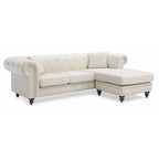 Canapé 3 places Nola 98 po en velours avec 2 coussins décoratifs – 98 L x 37 l x 31 H po