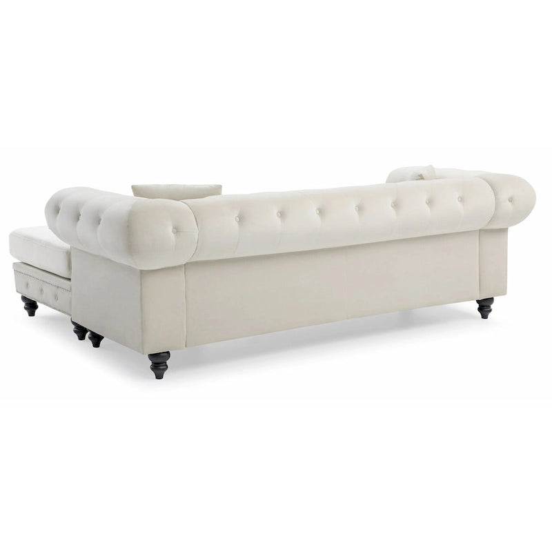 Canapé 3 places Nola 98 po en velours avec 2 coussins décoratifs – 98 L x 37 l x 31 H po