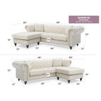 Canapé 3 places Nola 98 po en velours avec 2 coussins décoratifs – 98 L x 37 l x 31 H po