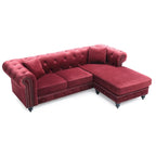 Canapé 3 places Nola 98 po en velours avec 2 coussins décoratifs – 98 L x 37 l x 31 H po