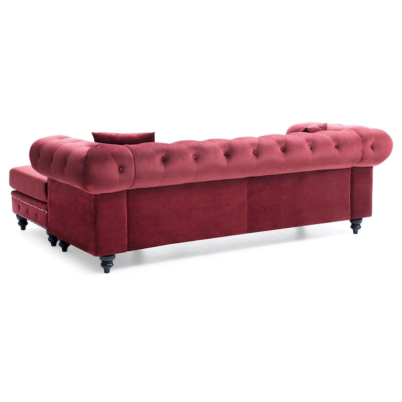 Canapé 3 places Nola 98 po en velours avec 2 coussins décoratifs – 98 L x 37 l x 31 H po