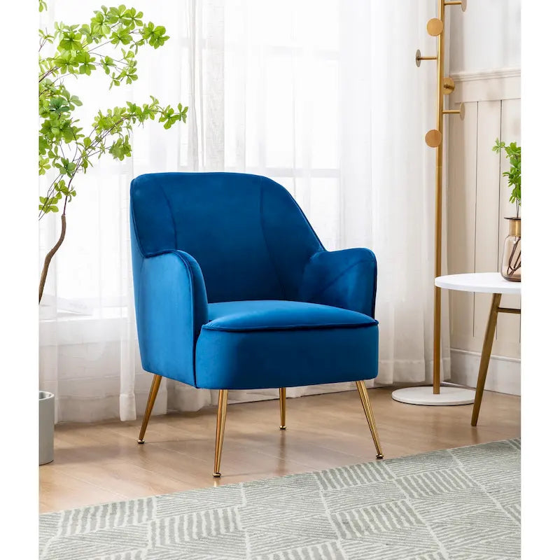 Porthos Home Adora : fauteuil d'appoint en velours avec pieds chromés dorés