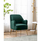 Porthos Home Adora : fauteuil d'appoint en velours avec pieds chromés dorés