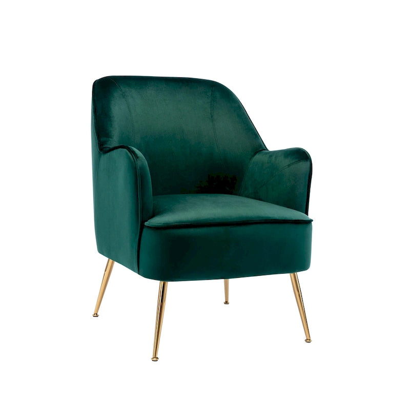 Porthos Home Adora : fauteuil d'appoint en velours avec pieds chromés dorés