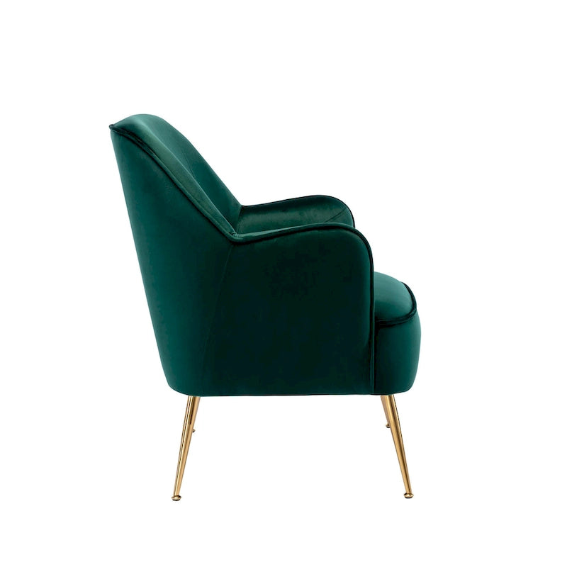 Porthos Home Adora : fauteuil d'appoint en velours avec pieds chromés dorés