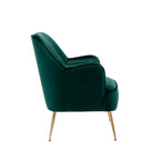 Porthos Home Adora : fauteuil d'appoint en velours avec pieds chromés dorés