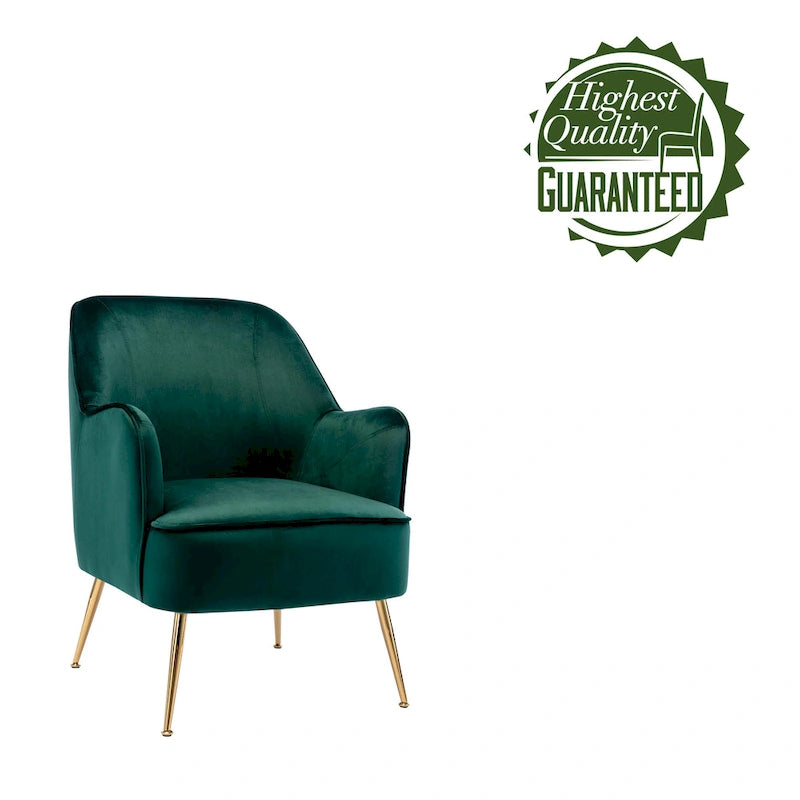Porthos Home Adora : fauteuil d'appoint en velours avec pieds chromés dorés