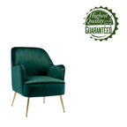 Porthos Home Adora : fauteuil d'appoint en velours avec pieds chromés dorés