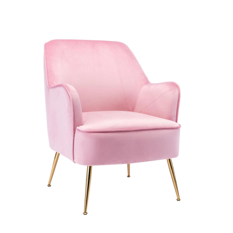 Porthos Home Adora : fauteuil d'appoint en velours avec pieds chromés dorés